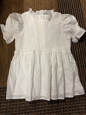 Janie and Jack White Smocked Peasant Blouse with Puff Sleeves